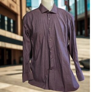 Ted Baker Endurance Men's Plum Button Down Long Sleeve Size 17 32/33